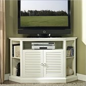 Walker Edison 52 in. Wood Corner TV Console in White