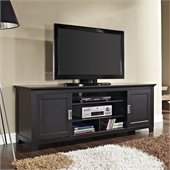 Walker Edison 70 Wood TV Console with Sliding Doors in Black