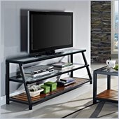 Walker Edison 60 in. Glass Metal Wood TV Stand in Antique Brown