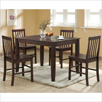 Walker Edison Abigail 5 Piece Solid Wood Dining Set  in Espresso