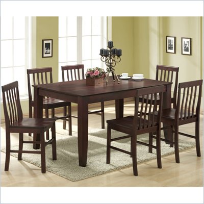 Walker Edison Abigail 7 Piece Solid Wood Dining Set  in Espresso