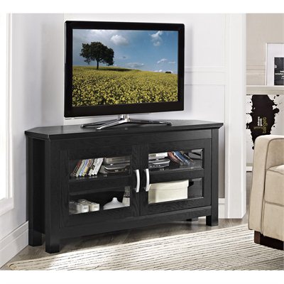 Walker Edison 44" Castillo Black Corner Wood TV Stand