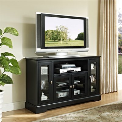 Walker Edison 52 in. Highboy Style Wood TV Stand in Black