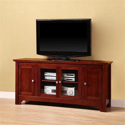 Walker Edison 52 Inch Solid Wood TV Stand with 4 Doors