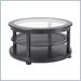 Stanley Furniture Louis Louis Black Opal Looking Glass Round Birch Cocktail Table