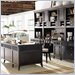 Stanley Furniture Hudson Street  Executive Wood Office Set with Hutch in Dark Espresso