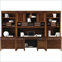 Stanley Furniture Hudson Street Wood Executive Office Set wiht Hutch in Warm Cocoa