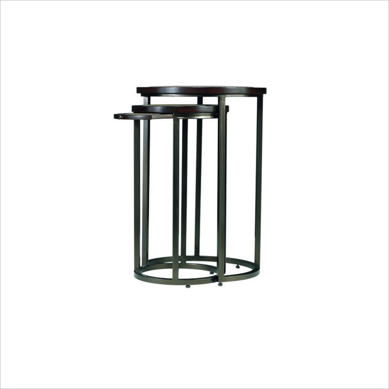 Stanley Furniture Continuum Round Metal Nesting Tables in Amaretto Cherry