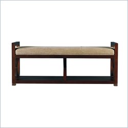 Stanley Furniture Continuum Bed End Bench with Fabric Seat in Amaretto Cherry