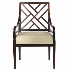 Stanley Furniture Continuum Ivory Fabric Arm Chair in Amaretto Cherry Finish