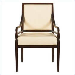 Stanley Furniture Continuum  Upholstered Ivory Fabric Arm Chair in Amaretto Cherry Finish