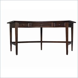 Stanley Furniture Continuum Leather & Wood Curved Writing Desk in Amaretto Cherry