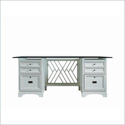 Stanley Furniture Continuum Glass Top Wood Desk in Ocean