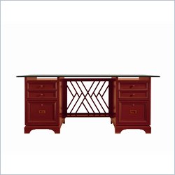 Stanley Furniture Continuum Glass Top Wood Desk in Cinnabar
