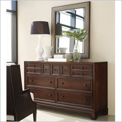 Stanley Furniture Continuum Wood Double Dresser in Amaretto Cherry with Mirror