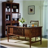 Stanley Furniture Continuum Wood Writing Desk with Bookcase in Candlelight Cherry