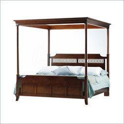 Stanley Furniture Hudson Street Wood Panel Canopy Bed 5 Piece Bedroom Set in Warm Cocoa
