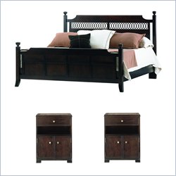 Stanley Furniture Hudson Street Dark Espresso Wood Panel Bed 3 Piece Bedroom Set