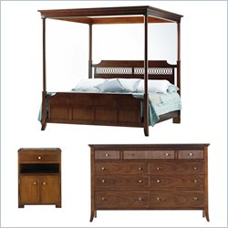 Stanley Furniture Hudson Street Warm Cocoa Wood Panel Canopy Bed 3 Piece Bedroom Set