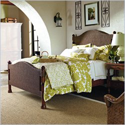 Stanley Furniture Sunset Key Water's Edge Woven Panel Bed 3 Piece Bedroom Set in Mahogany Run Finish