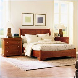 Stanley Furniture Translation Cherry Wood Low Profile Sleigh Bed 3 Piece Bedroom Set
