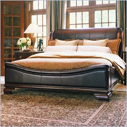 Stanley Furniture Estate Maple Carriage House Leather Bed in Lightly Distressed Finish