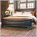 Stanley Furniture Estate Carriage House King Upholstered Chocolate Leather Sleigh Bed in Lightly Distressed Finish