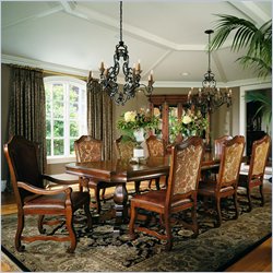 Stanley Furniture Provincia Maple Double Pedestal Banquet Table in Golden Distressed Finish