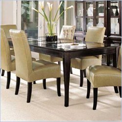 Stanley Furniture American Modern Glass Top Dining Table with Leather Side Chair Dining Set