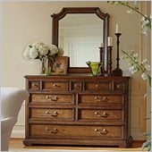 Stanley Furniture Arrondissement Grand Rue Dresser and Mirror Set in Heirloom Cherry