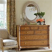 Stanley Furniture Arrondissement Belle Mode Dresser and Mirror Set in Sunlight Anigre and Vintage Neutral