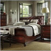 Stanley Furniture City Club Saville Leather Sleigh Bed 6 Piece Bedroom Set in Blair