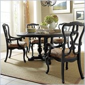 Stanley Furniture Portfolio Rustica Dining 64 Round Table 5 Piece Dining Set in Raven