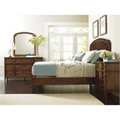 Stanley Furniture Classic Portfolio Vintage Upholstered Bed 4 Piece Bedroom Set in Herloom Cherry
