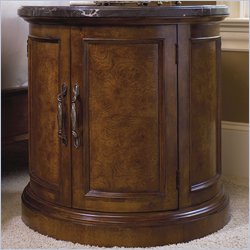 Stanley Furniture Tre Venti Caramel Round Door Storage End Table with Natural Marble Top
