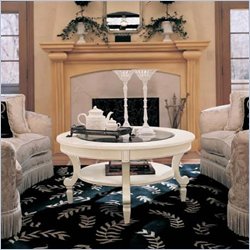 Stanley Portofino Ivory Wood Coffee/End Table Set with Glass Inserts