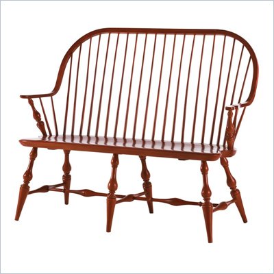 Stanley Furniture American Perspective Beeswax Windsor Wood Bench in Cherry Finish