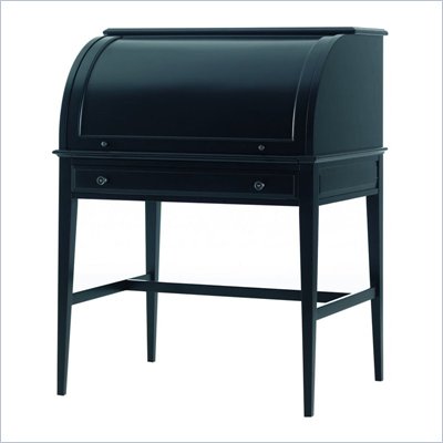 Stanley Furniture American Perspective Hearth Black Emerson Cylinder Roll Top Wood Desk in Black