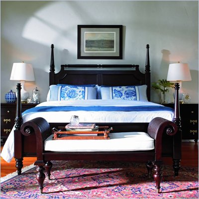 Stanley Furniture Barbados Sir Michael's Mahogany Low Poster Bed in Cognac Finish
