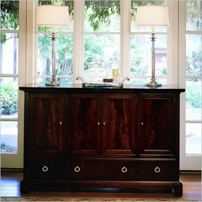 Stanley Furniture Beau Nouveau Walnut Buffet in Espresso with Stone Top