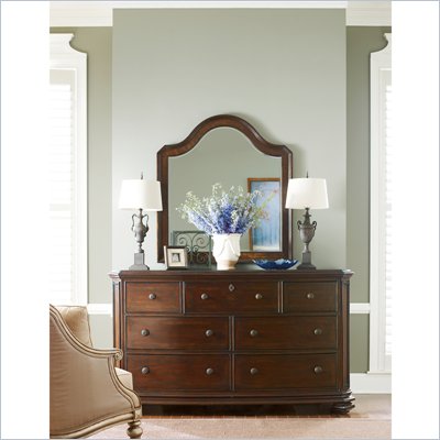 Stanley Furniture Continental Triple Dresser & Mirror in Barrel