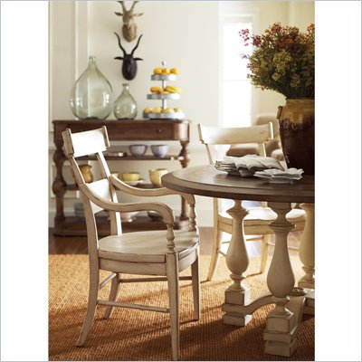 Stanley Furniture Old World Wood Arm Chair in Belgian White