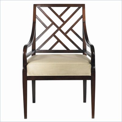 Stanley Furniture Continuum Ivory Fabric Arm Chair in Amaretto Cherry Finish