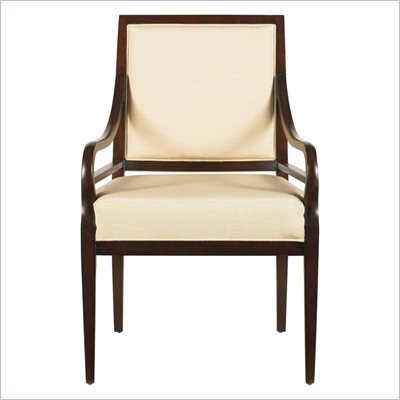 Stanley Furniture Continuum  Upholstered Ivory Fabric Arm Chair in Amaretto Cherry Finish