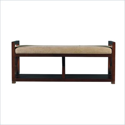 Stanley Furniture Continuum Bed End Bench with Fabric Seat in Amaretto Cherry
