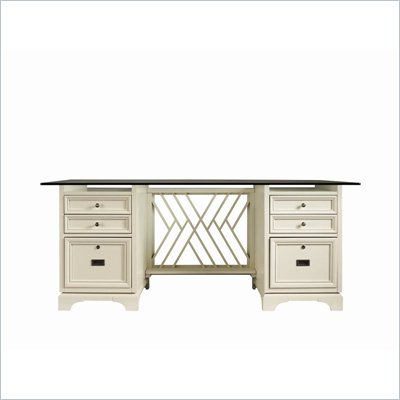 Stanley Furniture Continuum Wood Desk with Glass Top in Creme