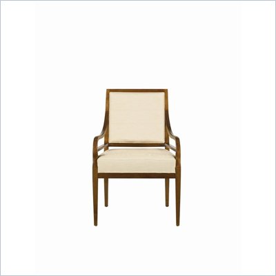 Stanley Furniture Continuum Upholstered Ivory Fabric Arm Chair in Candlelight  Cherry Finish