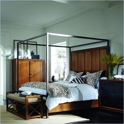 Cherry Wood Bedroom Furniture Sets on Continuum Wood Canopy Bed 5 Piece Bedroom Set In Candlelight Cherry