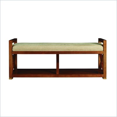 Stanley Furniture Continuum Bed End Bench with Fabric Seat in Candlelight Cherry