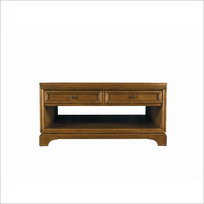 Stanley Furniture Continuum Square Storage Cocktail Wood Table in Candlelight Cherry